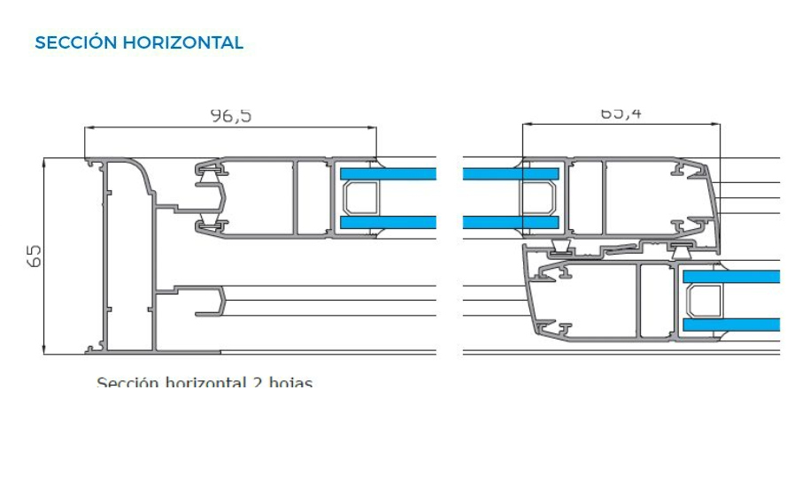 SECCION HORIZONTAL ALUMED 65